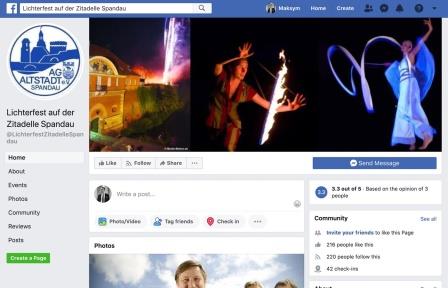 Pflege des Facebook-Kontos Lichterfest auf der Zitadelle